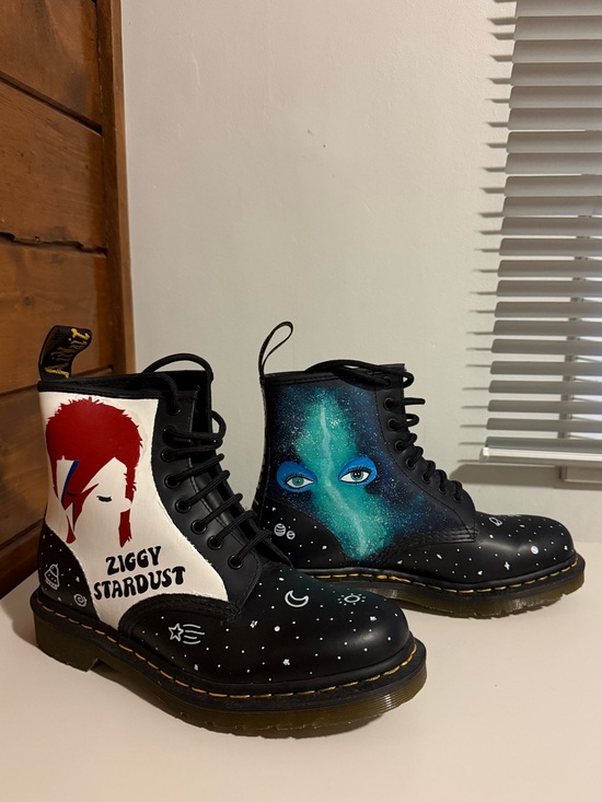 Dr. Martens Shoes - Custom Painted David Bowie Theme Dr. Martens 1460